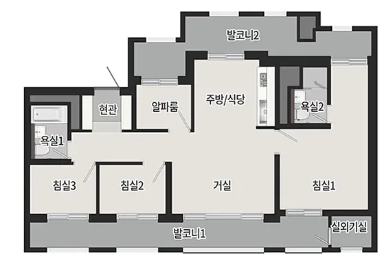 평택 푸르지오 센터파인의 84타입구조